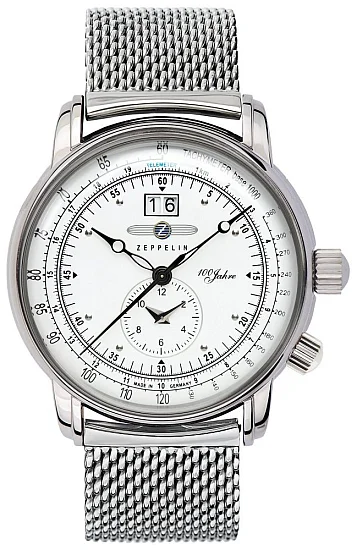 Zeppelin 100 Years Zeppelin Quartz Big Date GMT Mesh ZE-7640M-4