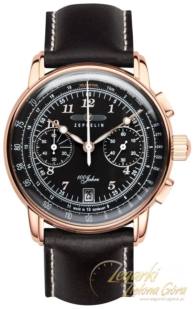 Zeppelin 100 Years Orologio Uomo 7640-1: Quarzo, Quadrante Bianco, Cinturino In Pelle Di Vitello Marrone