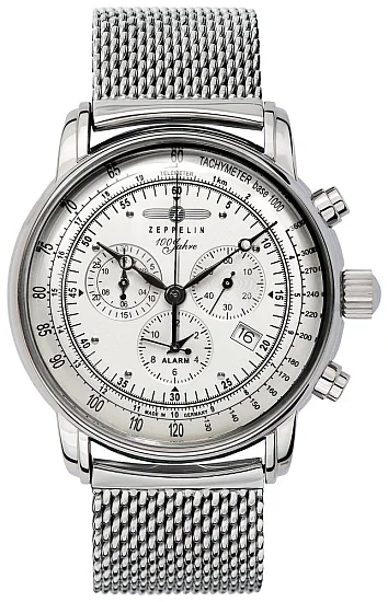 Zeppelin 100 Years Zeppelin Quartz Chrono Alarm Mesh ZE-7680M-1