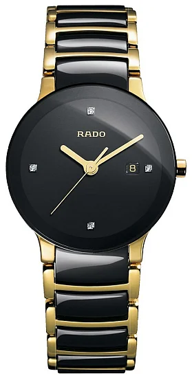 Rado Centrix Lady Diamonds Quartz S Black Ceramic & Yellow Gold R30930712