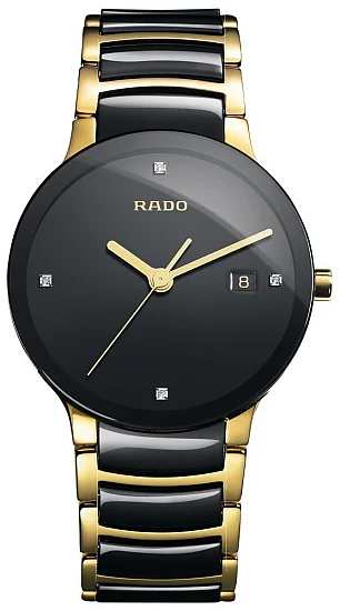 Rado Centrix Gent Diamonds Quartz L Black Ceramic & Yellow Gold R30929712
