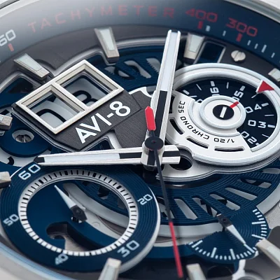 AVI-8 Hawker Harrier II Matador Chronograph Marine Steel Big-Date Skeleton AV-4065-04