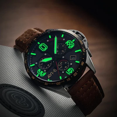 AVI-8 P-51 Mustang Blakeslee Chronograph Bronze Oak AV-4077-02