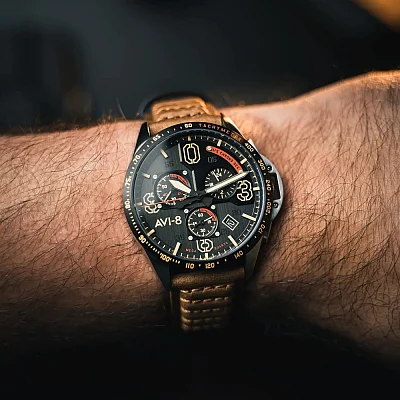 AVI-8 P-51 Mustang Blakeslee Chronograph Bronze Oak AV-4077-02