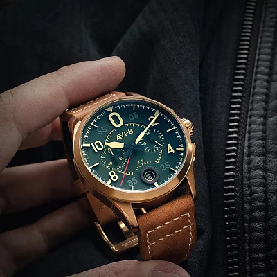 AVI-8 Spitfire Lock Chronograph Bronze Green Meca-Quartz AV-4089-02