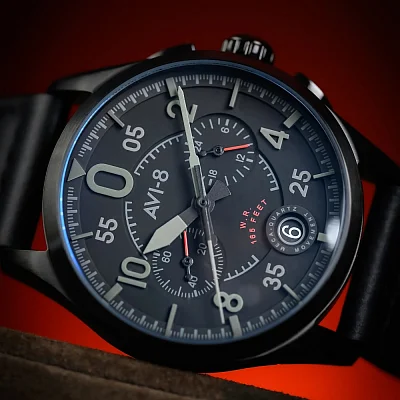 AVI-8 Spitfire Lock Chronograph Slate Black Meca-Quartz AV-4089-03