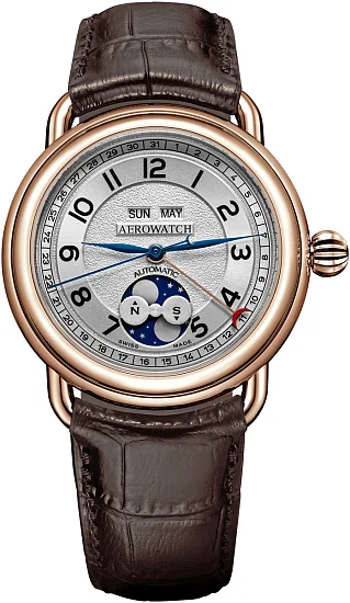 Aerowatch 1942 Big-Size Automatic Calendar Moonphase A 91108 RO01