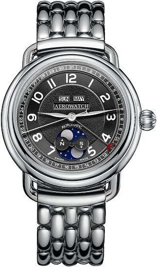 Aerowatch 1942 Big-Size Automatic Calendar Moonphase A 91108 AA02 M