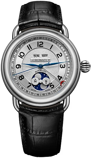 Aerowatch 1942 Big-Size Automatic Calendar Moonphase A 91108 AA01
