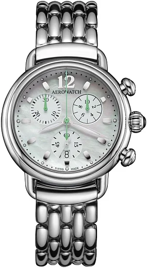 Aerowatch Chronolady 1942 Lady Quartz Pastel Green Bracelet A 81105 AA03 M