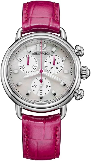 Aerowatch Chronolady 1942 Lady Quartz Raspberry A 81105 AA04