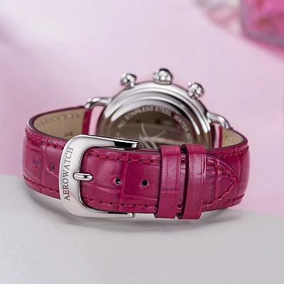 Aerowatch Chronolady 1942 Lady Quartz Raspberry A 81105 AA04