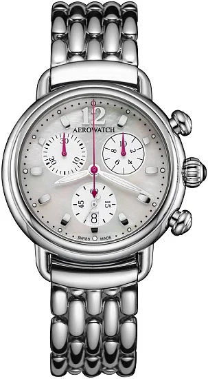Aerowatch Chronolady 1942 Lady Quartz Raspberry Bracelet A 81105 AA04 M