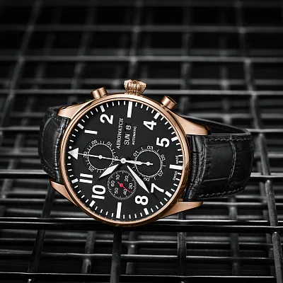 Aerowatch Les Grandes Classiques Gent Pilot Automatic Chronograph Day-Date A 61989 RO09