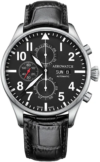 Aerowatch Les Grandes Classiques Gent Pilot Automatic Chronograph Day-Date A 61989 AA09