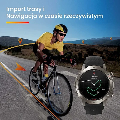 Amazfit Falcon Supersonic Black Sapphire Titanium Digital Smartwatch 47mm HR GPS W2029OV1N