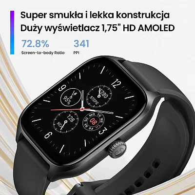 Amazfit GTS 4 Infinite Black Digital Smartwatch 36mm HR GPS zestaw z Wagą W2168EU1N