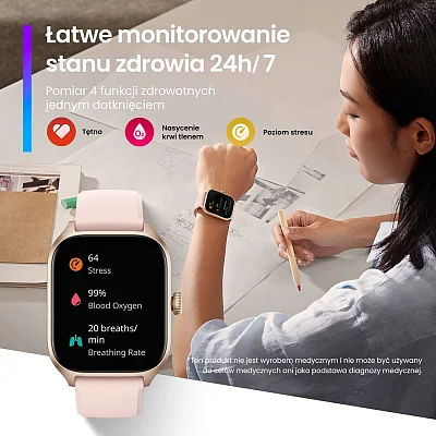 Amazfit GTS 4 Infinite Black Digital Smartwatch 36mm HR GPS zestaw z Wagą W2168EU1N