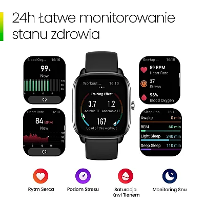 Amazfit GTS 4 Mini Midnight Black Digital Smartwatch 36mm HR GPS W2176OV5N