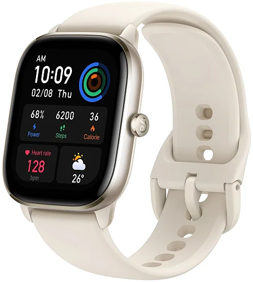 Amazfit GTS 4 Mini Moonlight White Digital Smartwatch 36mm HR GPS W2176OV8N