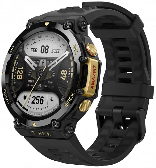 Amazfit T-Rex 2 Astro Black Gold Digital Smartwatch 47mm HR GPS W2170OV8N