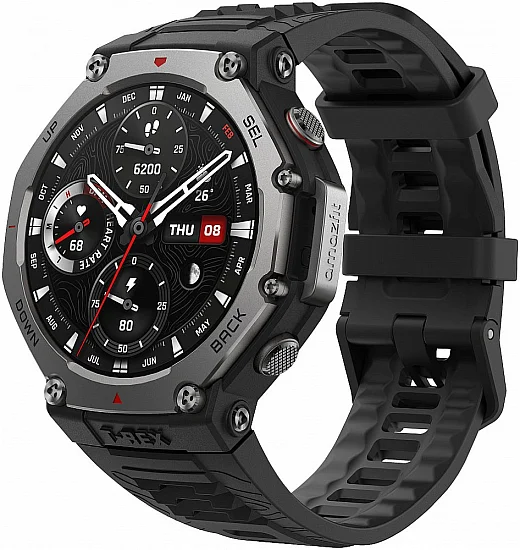 Amazfit T-Rex 3 Onyx Black Digital Smartwatch 47mm HR GPS A2323