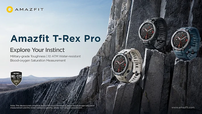 Amazfit T-Rex Pro Meteorite Black Digital Smartwatch 47mm HR GPS W2013OV1N