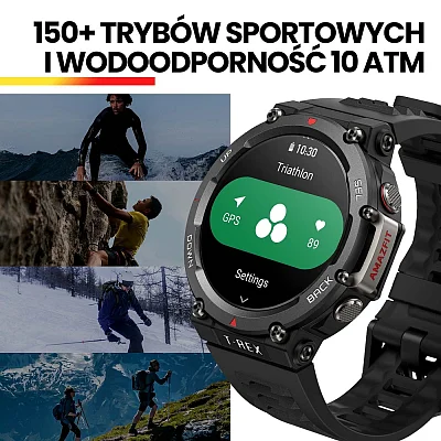 Amazfit T-Rex 2 Astro Black Gold Digital Smartwatch 47mm HR GPS W2170OV8N