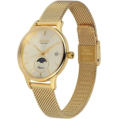 Atlantic Elegance Moonphase Mesh Yellow Gold PVD Champagne Dial 29040.45.31MB