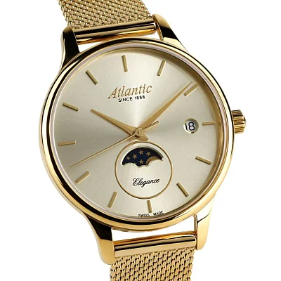 Atlantic Elegance Moonphase Mesh Yellow Gold PVD Champagne Dial 29040.45.31MB