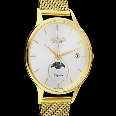 Atlantic Elegance Moonphase Mesh Yellow Gold PVD Silver Dial 29040.45.21MB