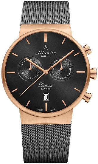 Atlantic Seatrend Chrono Mesh Rose Gold PVD Black 654574441R