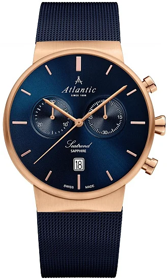 Atlantic Seatrend Chrono Mesh Rose Gold PVD Dark Blue 654574451R