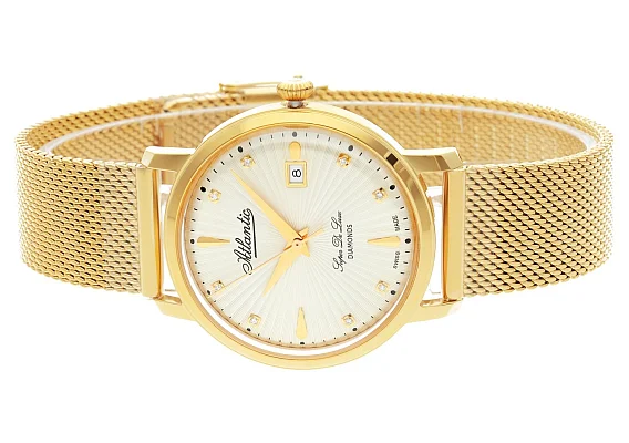Atlantic Super de Luxe Lady Mesh Diamonds Yellow Gold PVD 29355.45.37