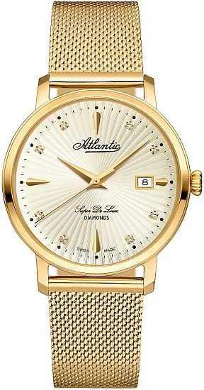 Atlantic Super de Luxe Lady Mesh Diamonds Yellow Gold PVD 293554537