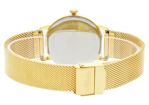 Atlantic Super de Luxe Lady Mesh Diamonds Yellow Gold PVD 29355.45.37