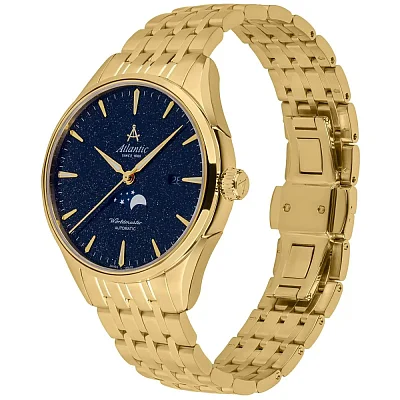 Atlantic Worldmaster 1888 Automatic Moonphase Nightsky Aventurine Dial Yellow Gold PVD 52788.45.91