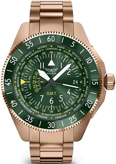 Aviator Airacobra GMT Rose Gold PVD OUTLET V13723095