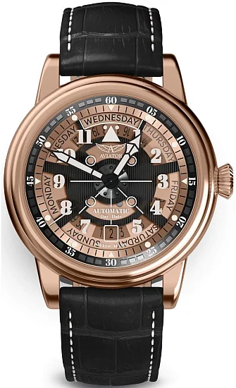 Aviator Douglas Day-Date Meca-41 Automatic Rose Gold PVD V33622894