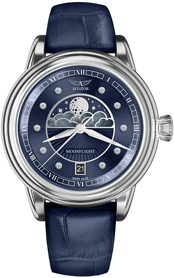 Aviator Douglas Moonflight Moonphase Diamonds V13303794