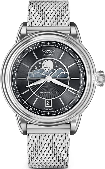 Aviator Douglas Moonflight Moonphase Mesh V13302525
