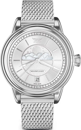 Aviator Douglas Moonflight Moonphase Mesh V13302505