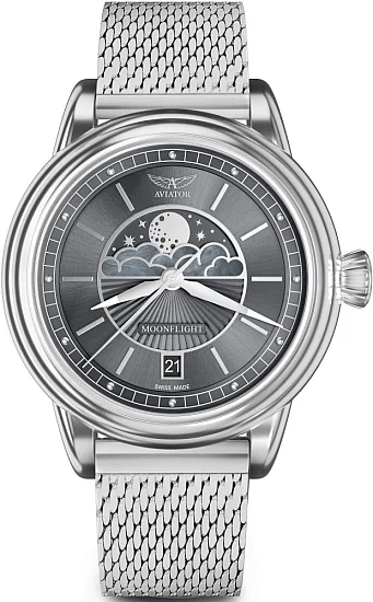 Aviator Douglas Moonflight Moonphase Mesh V13302545