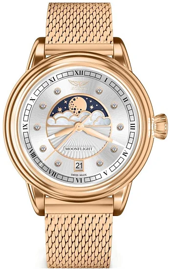 Aviator Douglas Moonflight Moonphase Diamonds Mesh V13323825