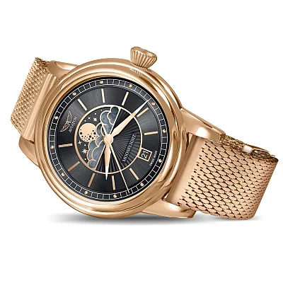 Aviator Douglas Moonflight Moonphase Rose Gold PVD Mesh V.1.33.2.253.5