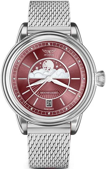 Aviator Douglas Moonflight Moonphase Mesh V13302645