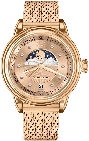 Aviator Douglas Moonflight Moonphase Diamonds Mesh V13323835