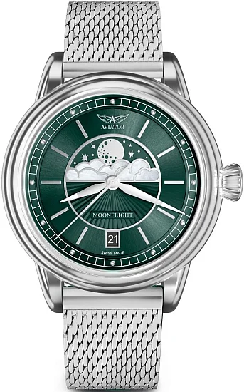 Aviator Douglas Moonflight Moonphase Mesh V13302625