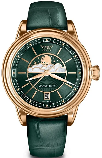 Aviator Douglas Moonflight Moonphase Rose Gold PVD V13322634