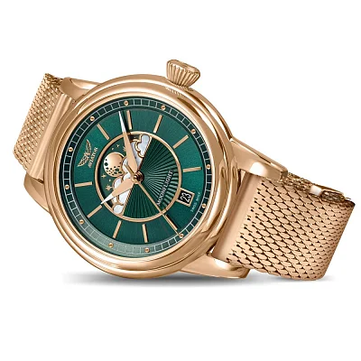 Aviator Douglas Moonflight Moonphase Rose Gold PVD Mesh V.1.33.2.263.5
